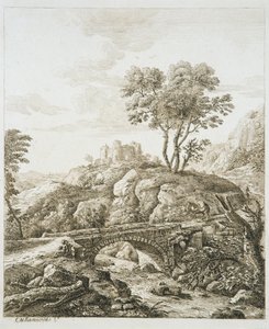 Paisaje con castillo (aguafuerte sobre papel)