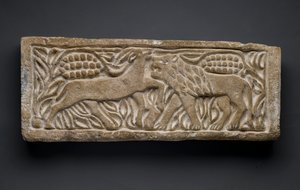 León atacando a un antílope, de Egipto