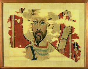 Tapiz tejido que representa la cabeza de San Teodoro, de Akhmim, Egipto, c.500-600