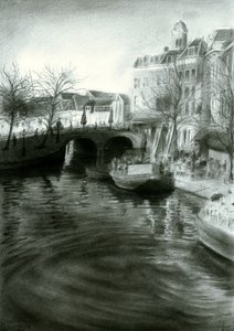 Dibujo del canal de la ciudad de Corné Akkers