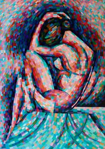 Mujer contemplativa en mosaico