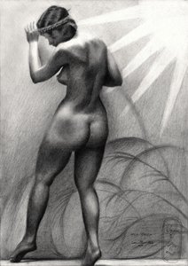 Figura desnuda en actitud contemplativa de Corné Akkers