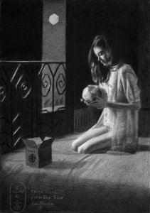 Mujer contemplativa con una calavera en la mano de Corné Akkers