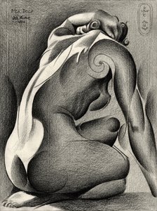 Desnudo en profunda reflexión
