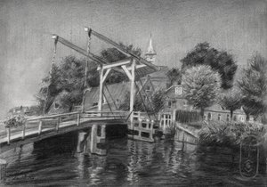 Boceto de un puente sobre un canal holandés de Corné Akkers
