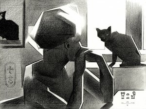 La reina egipcia y el gato negro de Corné Akkers
