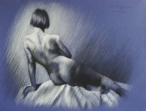 Elegante estudio de un desnudo recostado de Corné Akkers
