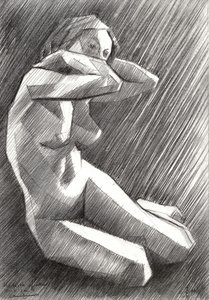Desnudo femenino geométrico de Corné Akkers