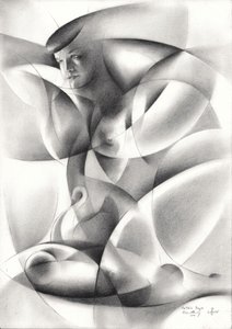 Mujer desnuda geométrica