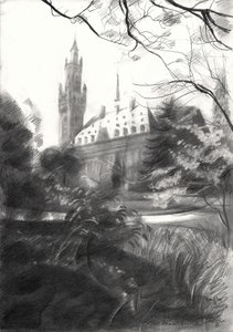 Vista del parque del castillo gótico de Corné Akkers