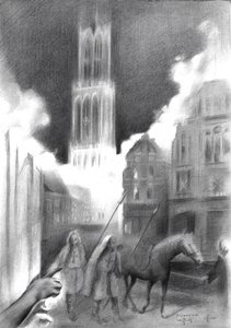 Incendio de una ciudad medieval