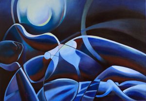 Figura azul a la luz de la luna