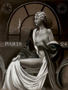 Mujer parisina con vistas a la Torre Eiffel de Corné Akkers