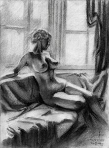 Desnudo pensativo junto a la ventana de Corné Akkers