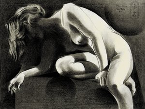 Desnudo pensativo en la sombra