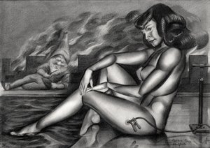 Gnomo pin-up pensativo de Corné Akkers