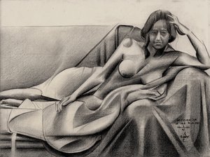 Figura recostada y pensativa