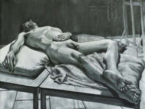 Desnudo masculino recostado de Corné Akkers