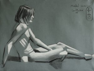 Estudio de desnudo sentado de Corné Akkers
