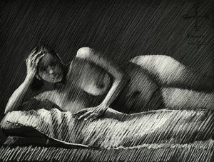 Desnudo femenino en penumbra de Corné Akkers