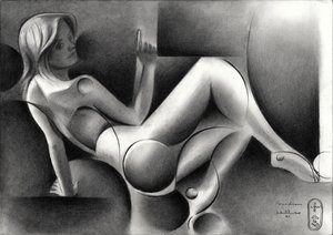 Mujer recostada estilizada