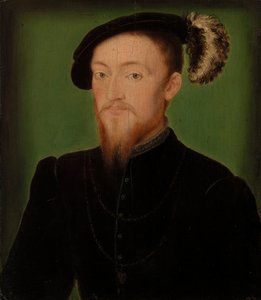 Hombre con una pluma en el sombrero de Corneille de Lyon