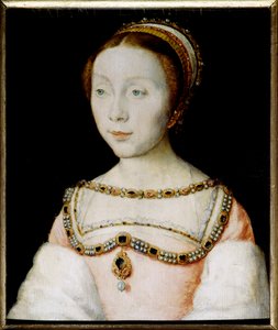Retrato de Françoise de Longwy, esposa del Almirante Philippe Chabot, viuda en 1543, casada de nuevo en 1545 con Jacques de Peruse, señor de Ecars. Pintura de Corneille De Lyon (Corneille de La Haya) (1500/1510-1574). Óleo sobre madera. Dim: 0.13 x 0.16m.  de Corneille de la  Haye