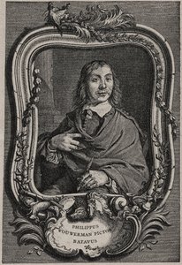 Retrato de Philips Wouwerman o Philippus Wouwermans 1619-1668 pintor holandés - grabado por Nicolas-Gabriel Dupuis después de Cornelis Visscher