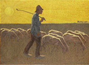 Pastor con ovejas, c.1920 (óleo sobre lienzo) de Cornelis Albert van Assendelft