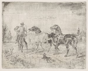 Jinetes con caballos de Cornelis Albertus Johannes Schermer