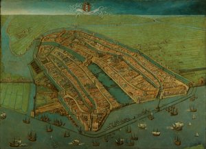 Ámsterdam a vista de pájaro de Cornelis Anthonisz.