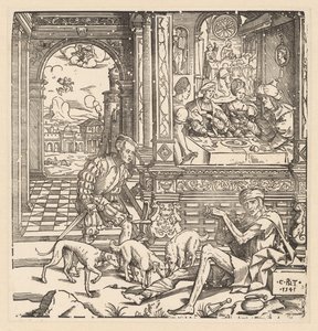 El hombre rico y el pobre Lázaro de Cornelis Anthonisz.