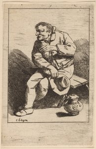 Hombre Sentado con su Sombrero en la Mano Derecha de Cornelis Pietersz Bega