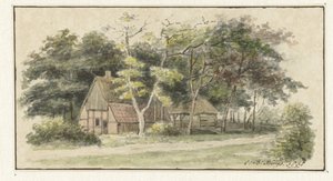 Casa de campo entre árboles de Cornelis Bernardus Buijs