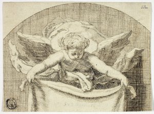 Putto Holding Sudarium de Cornelis Bloemaert