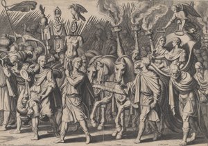 Placa 7: Procesión Triunfal tras la Victoria sobre los Turcos, de los Triunfos de Carlos V, 1614 de Cornelis Boel