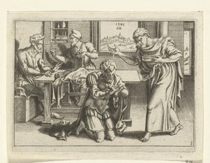 Ananías bautiza a Pablo La vida de Paul (título de la serie) de Cornelis Bos