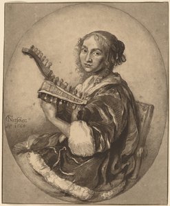 Dama con laúd de doble cabeza, 1781 de Cornelis Brouwer