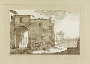 Puerta con viajero y mula de Cornelis Brouwer