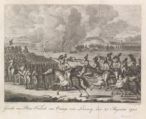 Príncipe William George Frederik en la batalla de Lannoy, 1793 Batalla del príncipe Federico de Orange, ante Lannoy, 27 de agosto de 1793 (título sobre el objeto) de Cornelis Brouwer
