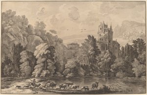Valle con un castillo antiguo, 1784, publicado 1786 de Cornelis Brouwer