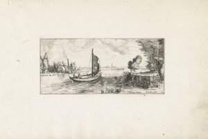 Barco en un río Paisajes (título de la serie) de Cornelis Claesz van Wieringen (possibly)