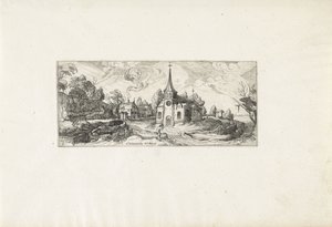 Paisaje con vistas a una iglesia en un pueblo Paisajes (título de la serie) de Cornelis Claesz van Wieringen (possibly)