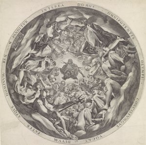 Reunión de los dioses en el Olimpo de Cornelis Cort