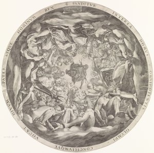 Reunión de los dioses en el Olimpo de Cornelis Cort
