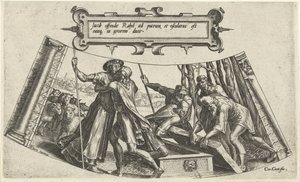 El encuentro de Jacob y Raquel en el pozo La historia de Jacob (título de la serie) de Cornelis Cort