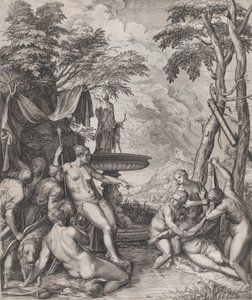 Diana descubriendo el embarazo de Calisto de Cornelis Cort