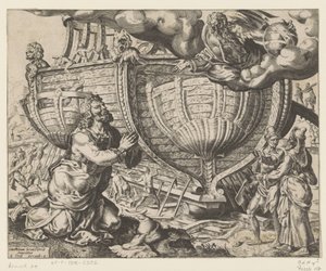Dios le ordena a Noé que construya el arca La historia de Noé (título de la serie) de Cornelis Cort