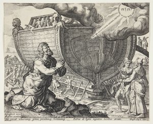 Dios instruyendo a Noé para construir el arca de Cornelis Cort