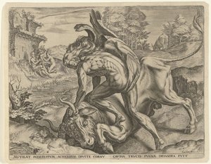 Hércules lucha con Achelous Trabajos de Hércules (título de la serie) de Cornelis Cort